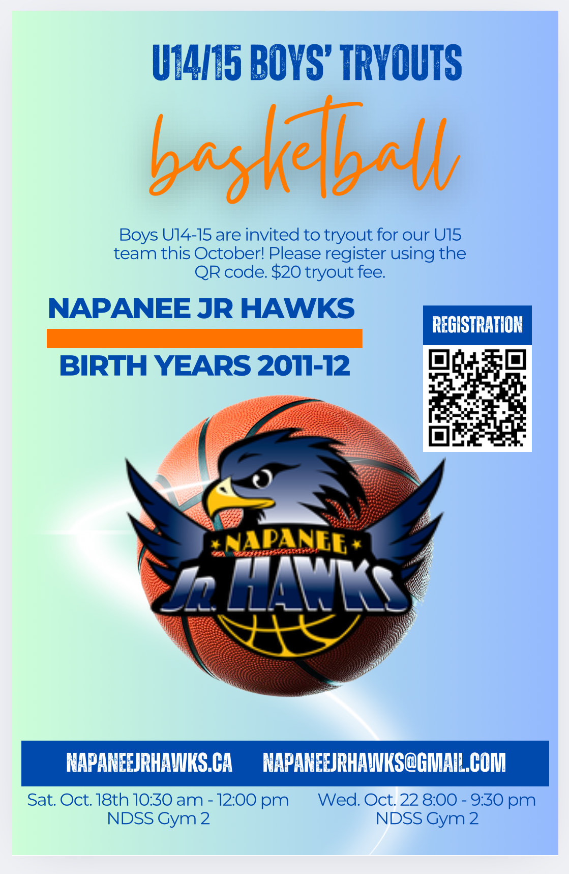 JR HAWKS U15 Napanee JR Hawks Basketball U15 Boys