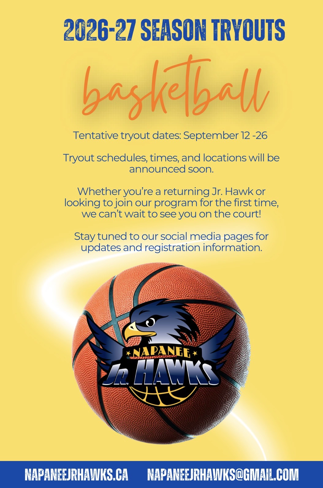 JR HAWKS BASKETBALL 2026-27 season tryout flyer 2026-27 season tryout flyer